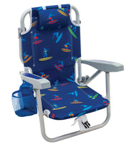 Kid's 5-Position Lay Flat Backpack Folding Beach Chair, Surf Power Surfer