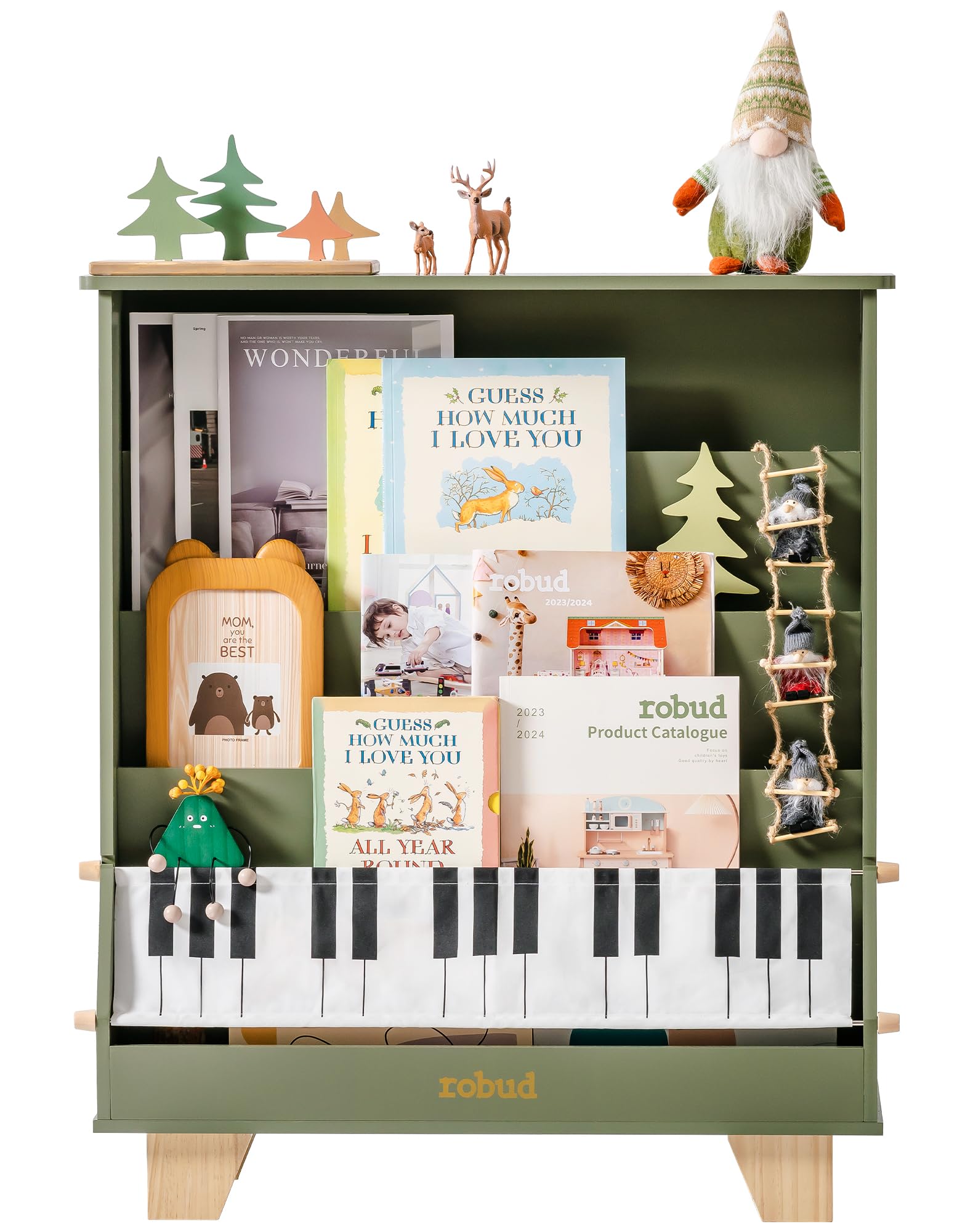 5-Tier Wooden Kids Bookshelf Montessori Storage Organizer
