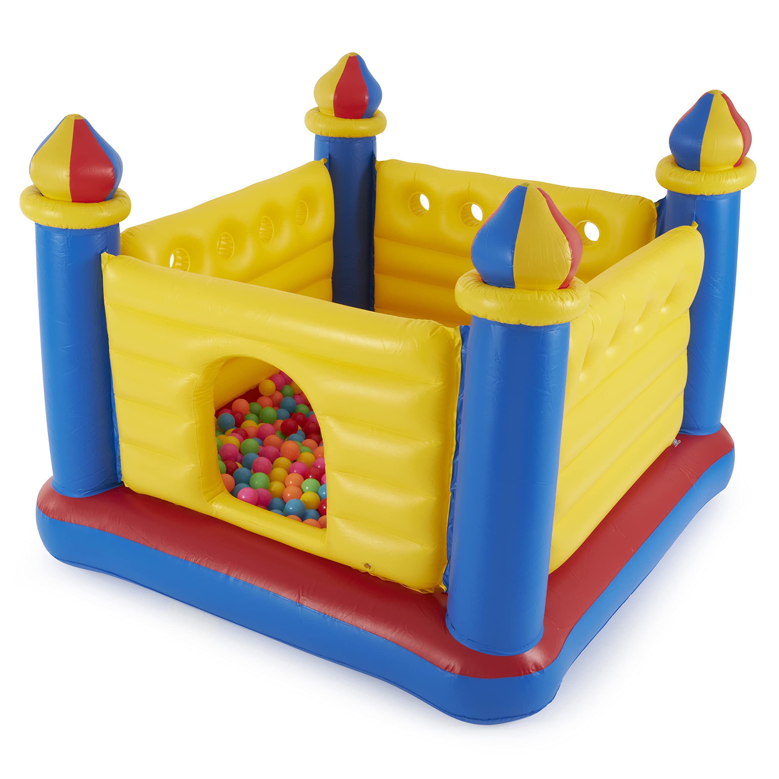 Inflatable Colorful Jump-O-Lene Castle Bounce House, for 2 Kids Ages 3-6 - Large Blow