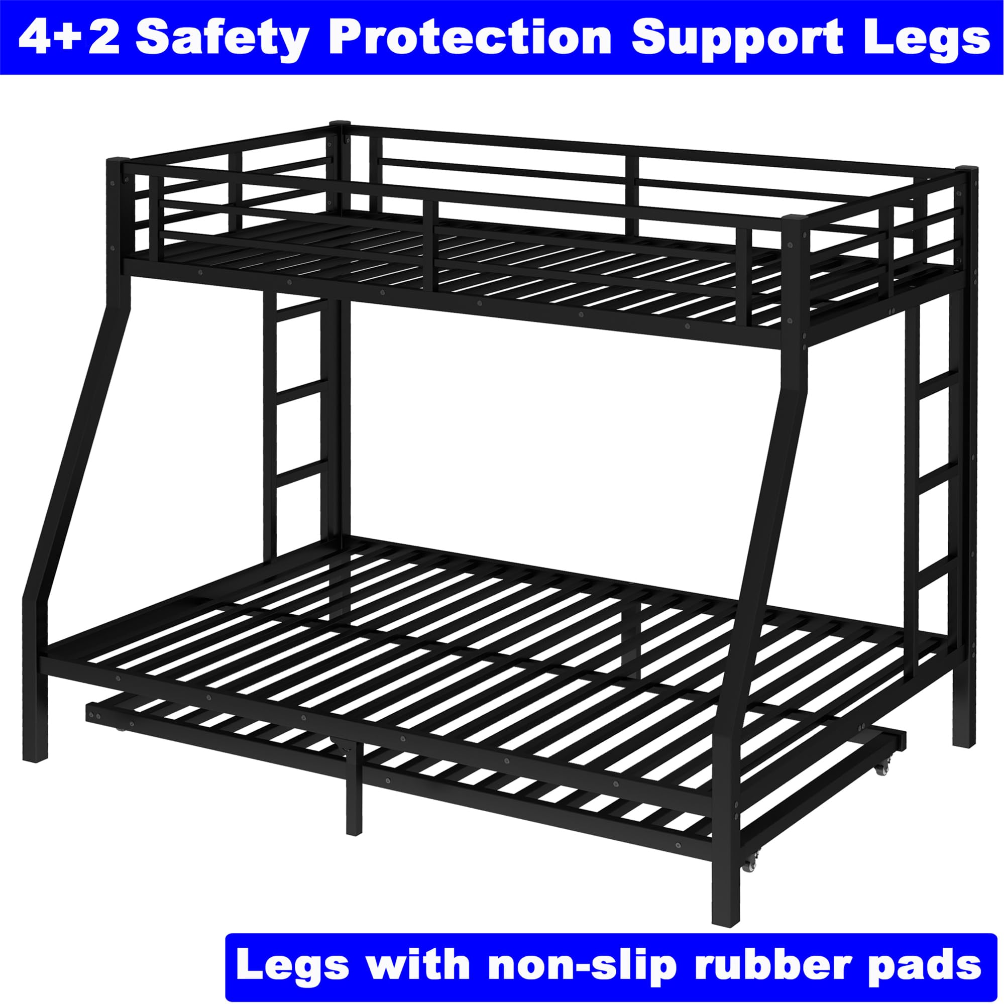 Metal Bunk Bed with Trundle