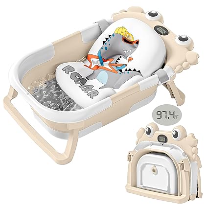 Baby Bathtub for Newborns with Thermometer and Soft