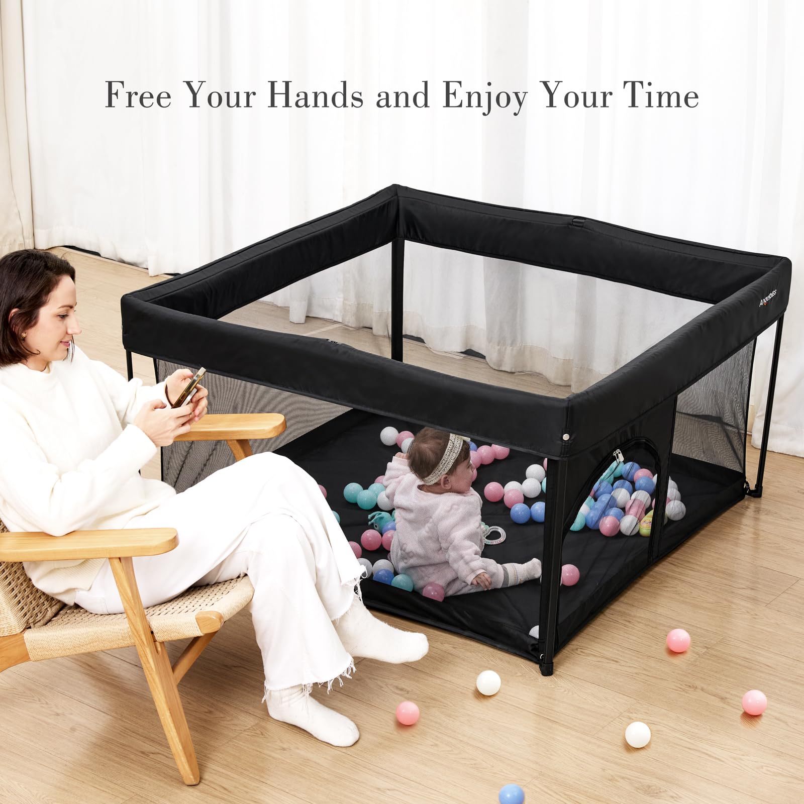 Foldable Baby Playpen 50x50 with Safety Lock