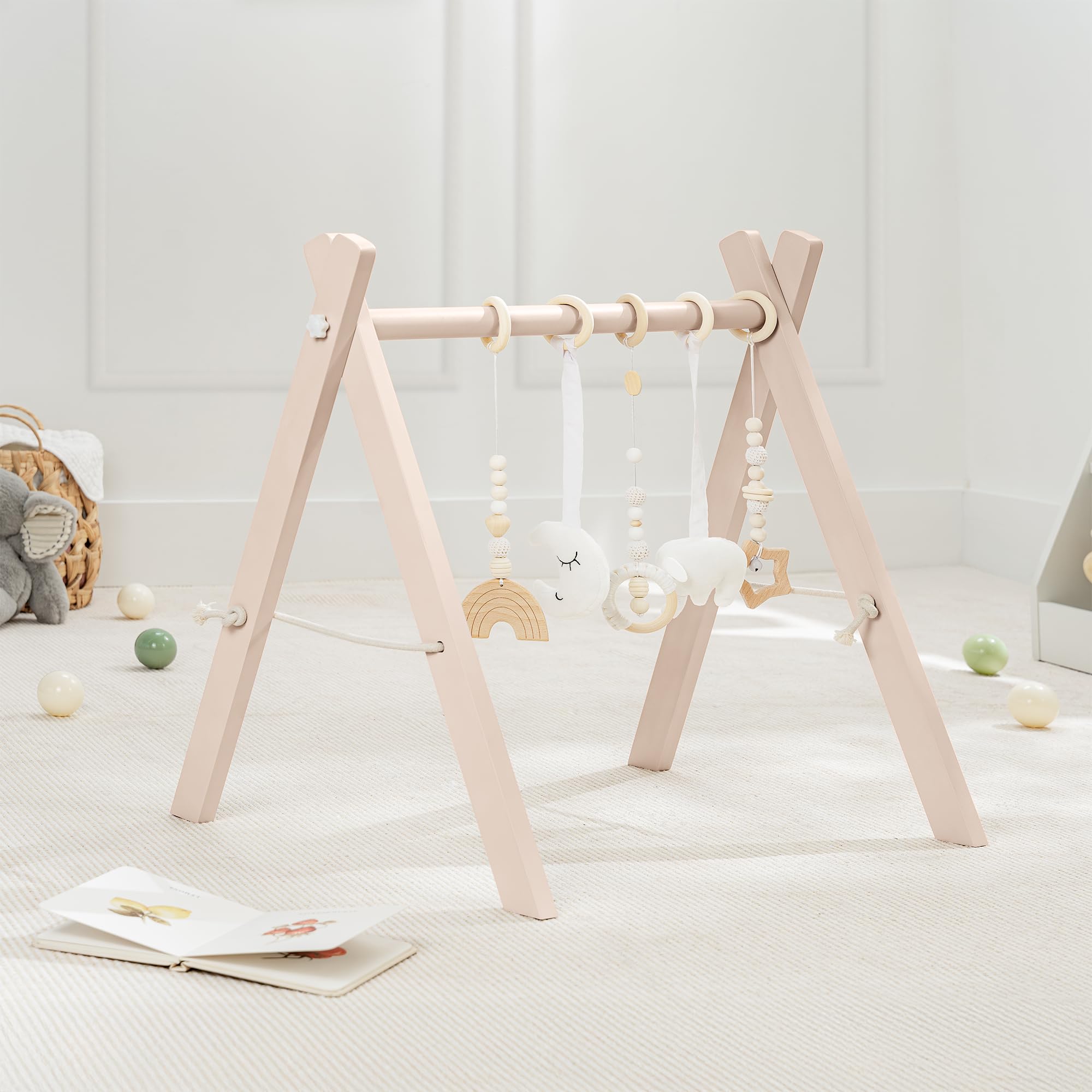 Wooden Baby Play Gym - Natural Finish Pinewood Baby Activity Gym