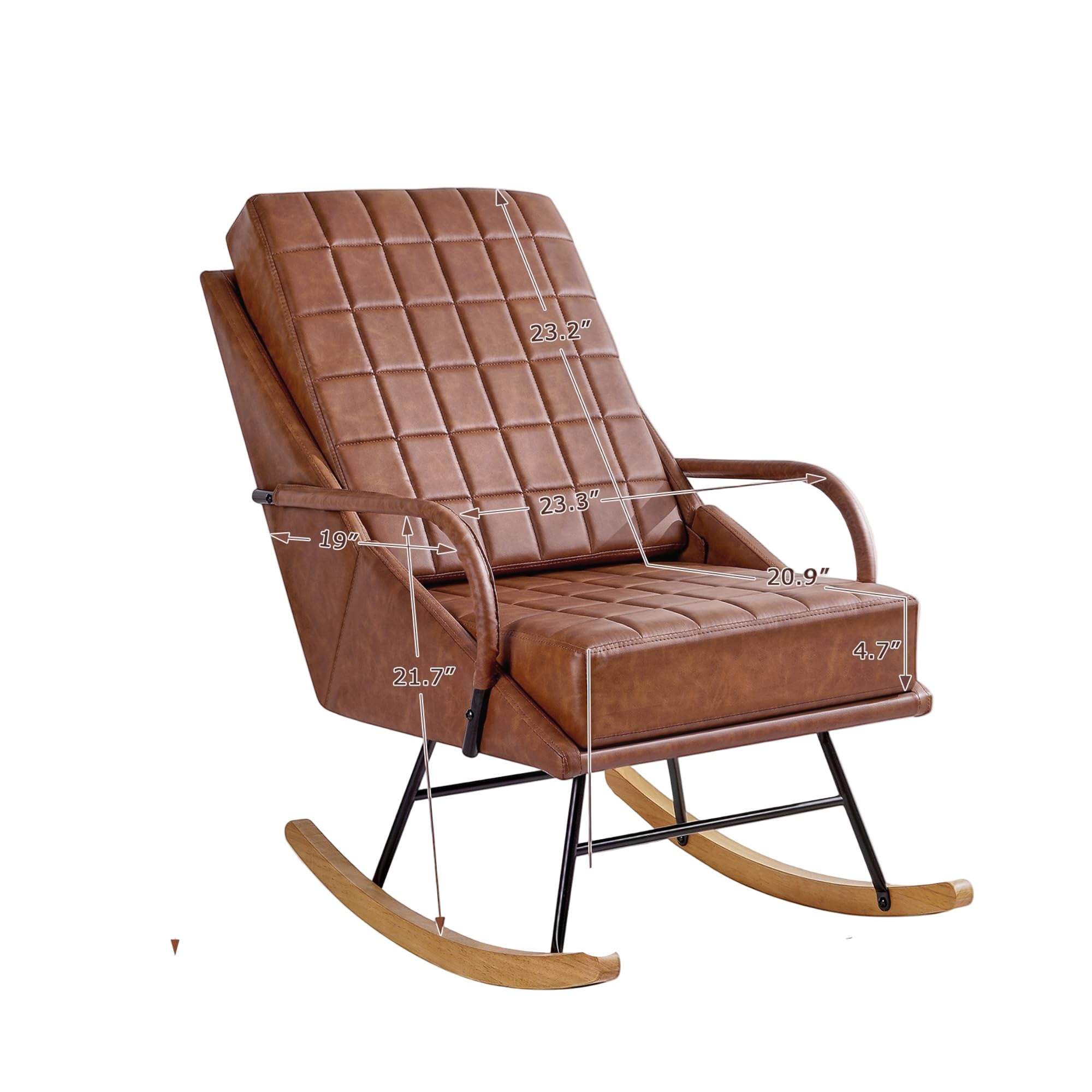Chair Nursery, Over Size Leather Glider Rocker with High Backrest