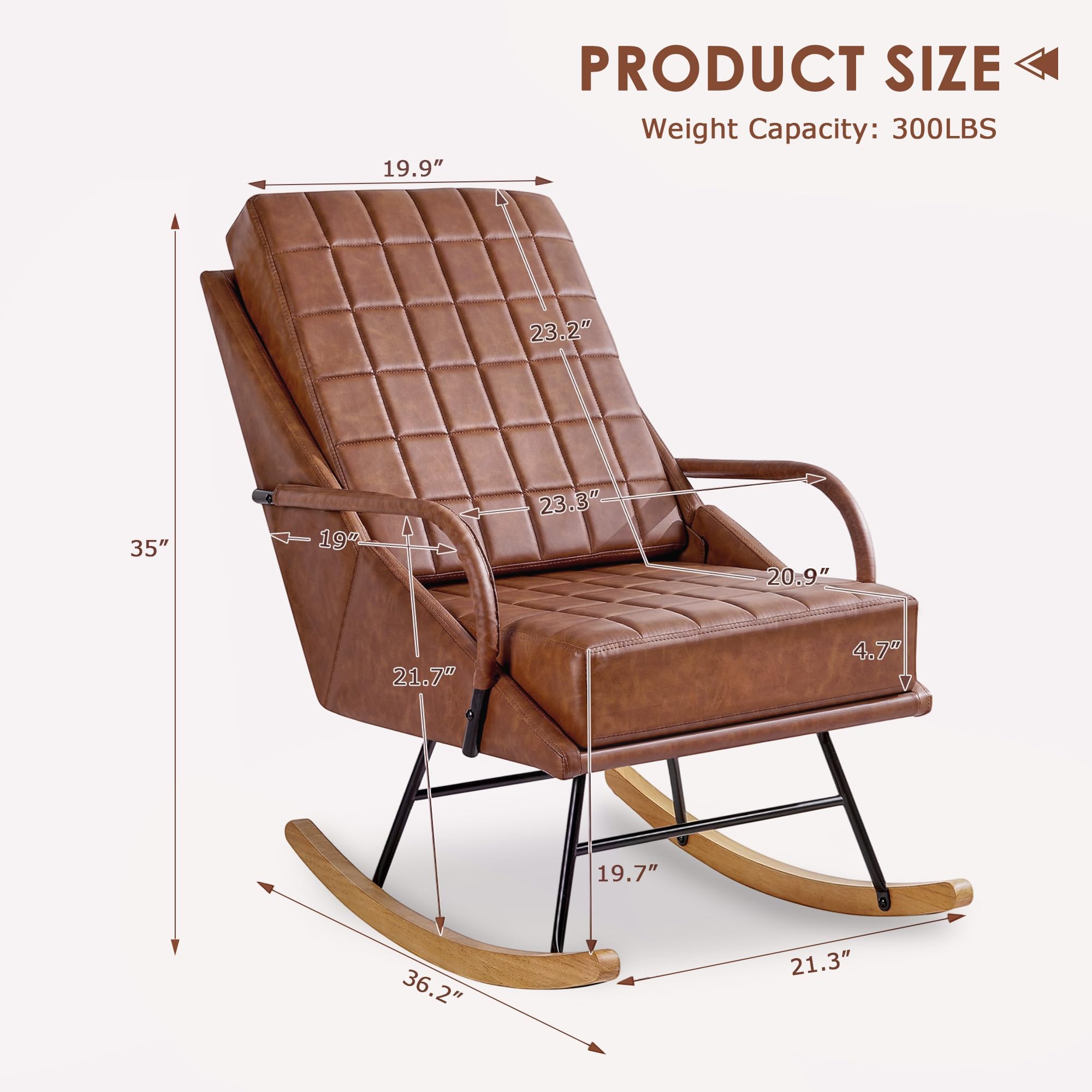 Oversized Nursery Rocking Chair with High Backrest