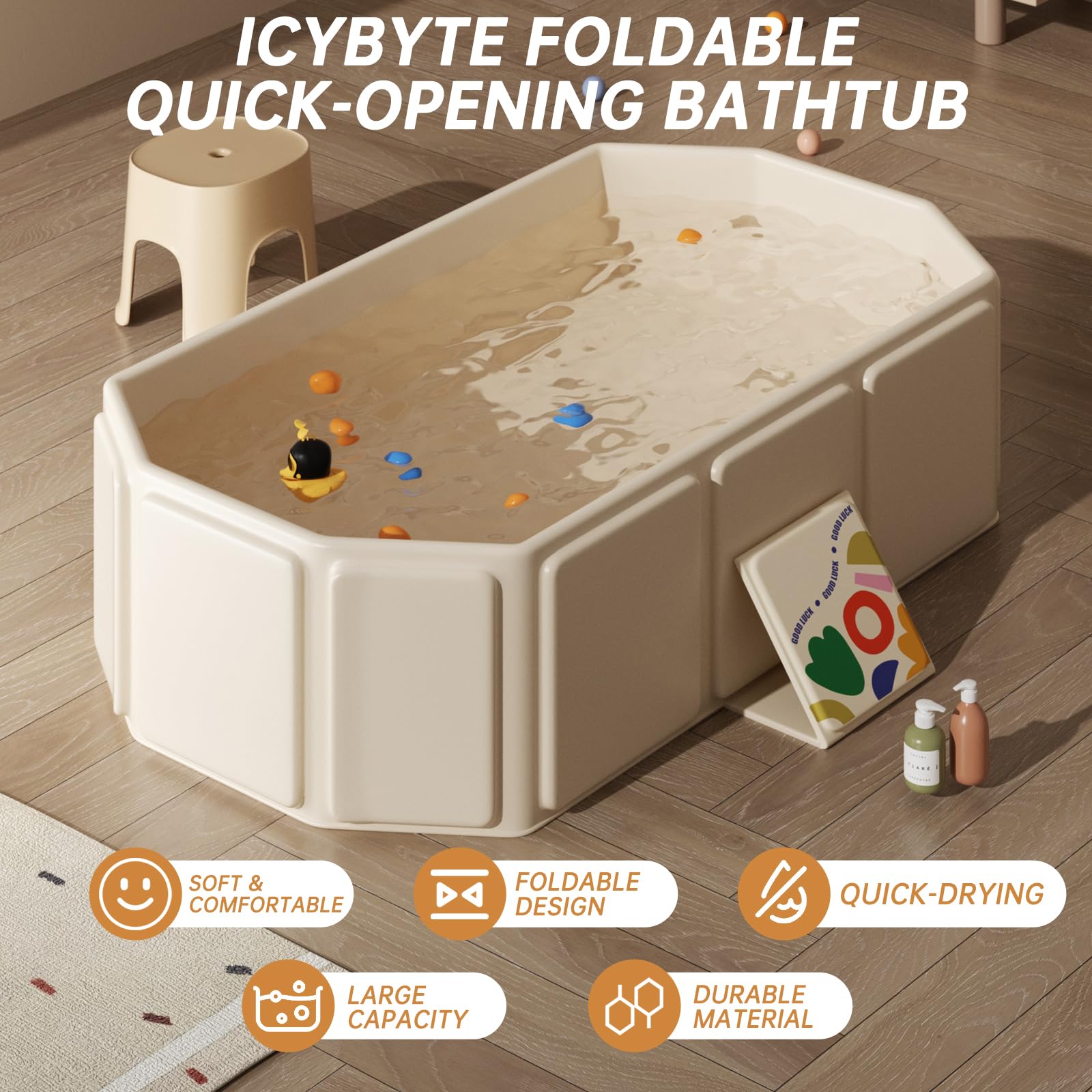 Foldable Kids Bathtub with Non-Slip Base