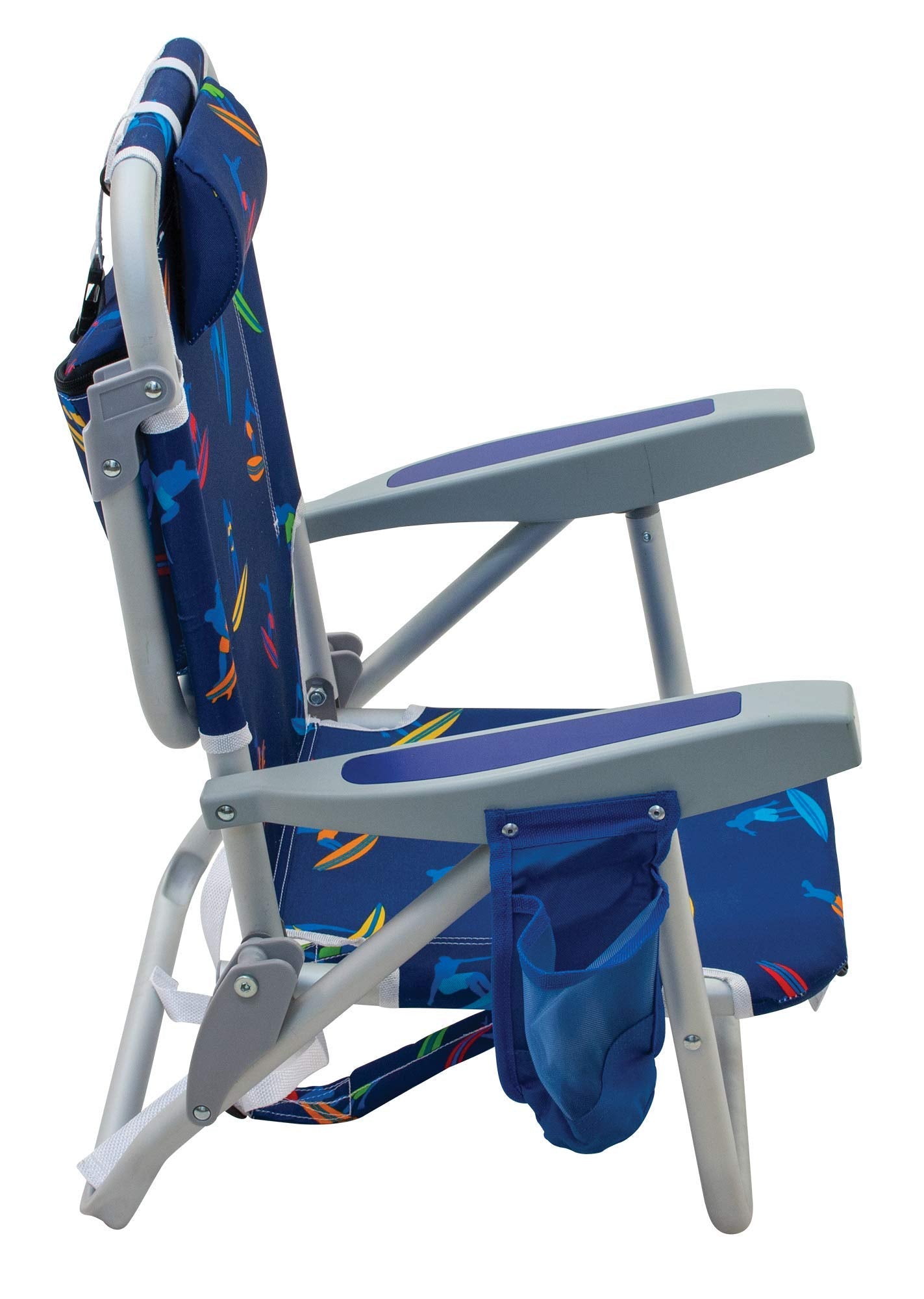 Kid's 5-Position Lay Flat Backpack Folding Beach Chair, Surf Power Surfer
