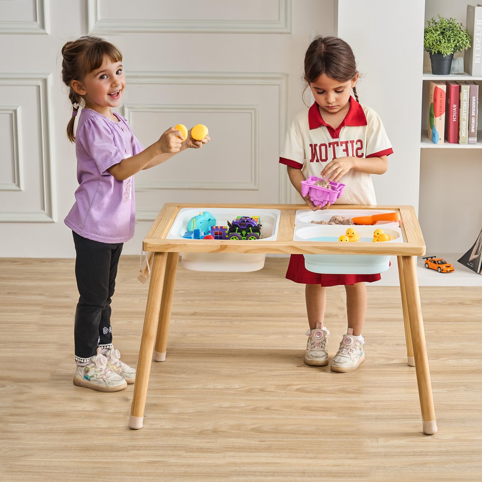 Kids Sensory Activity Table with Storage Bins and Paper Roll Holder