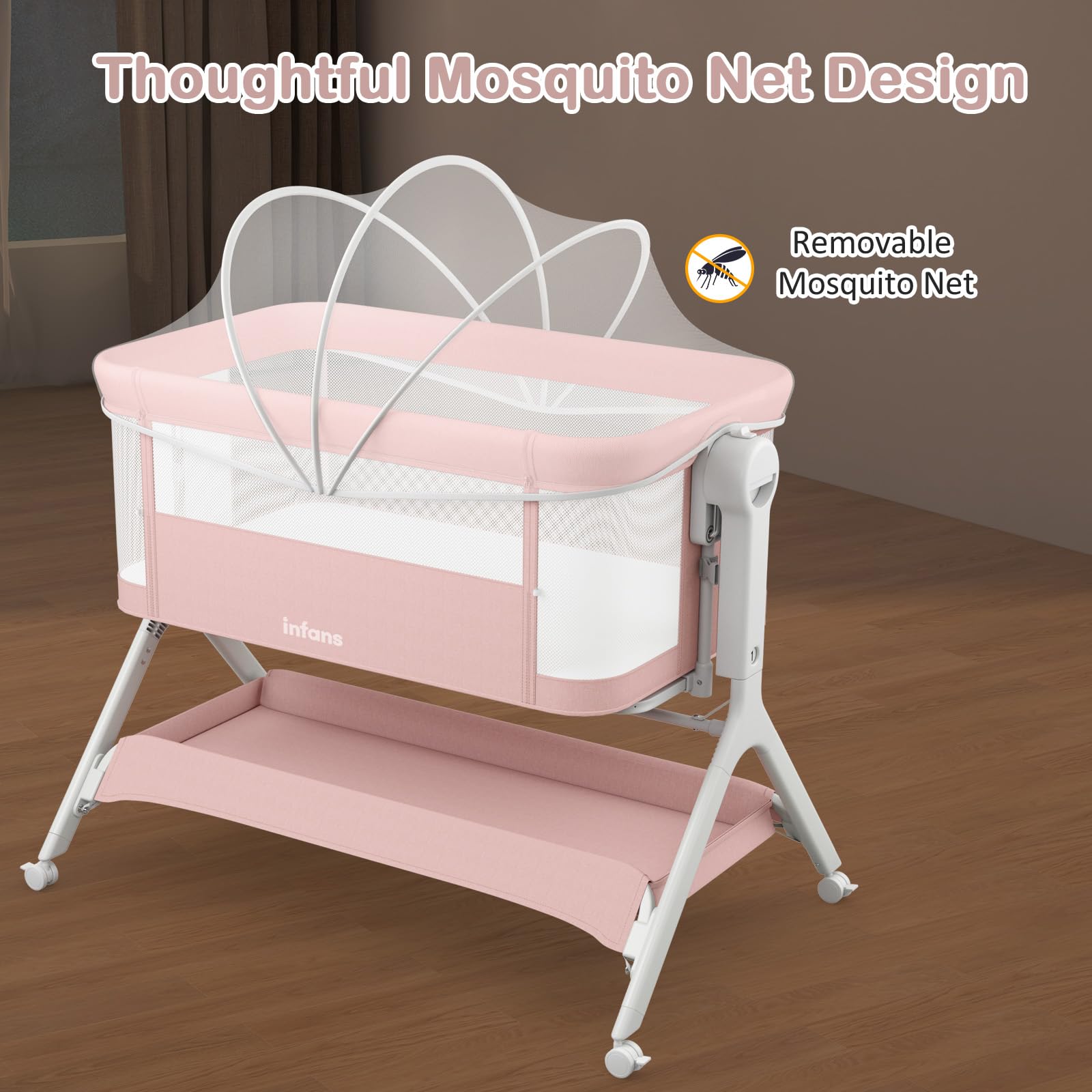 5-in-1 Convertible Baby Bassinet with Wheels and Storage