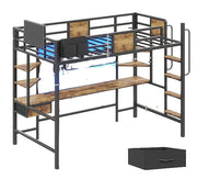 Loft Bed Twin Size with Desk,Twin Loft Bed with Storage Organizer