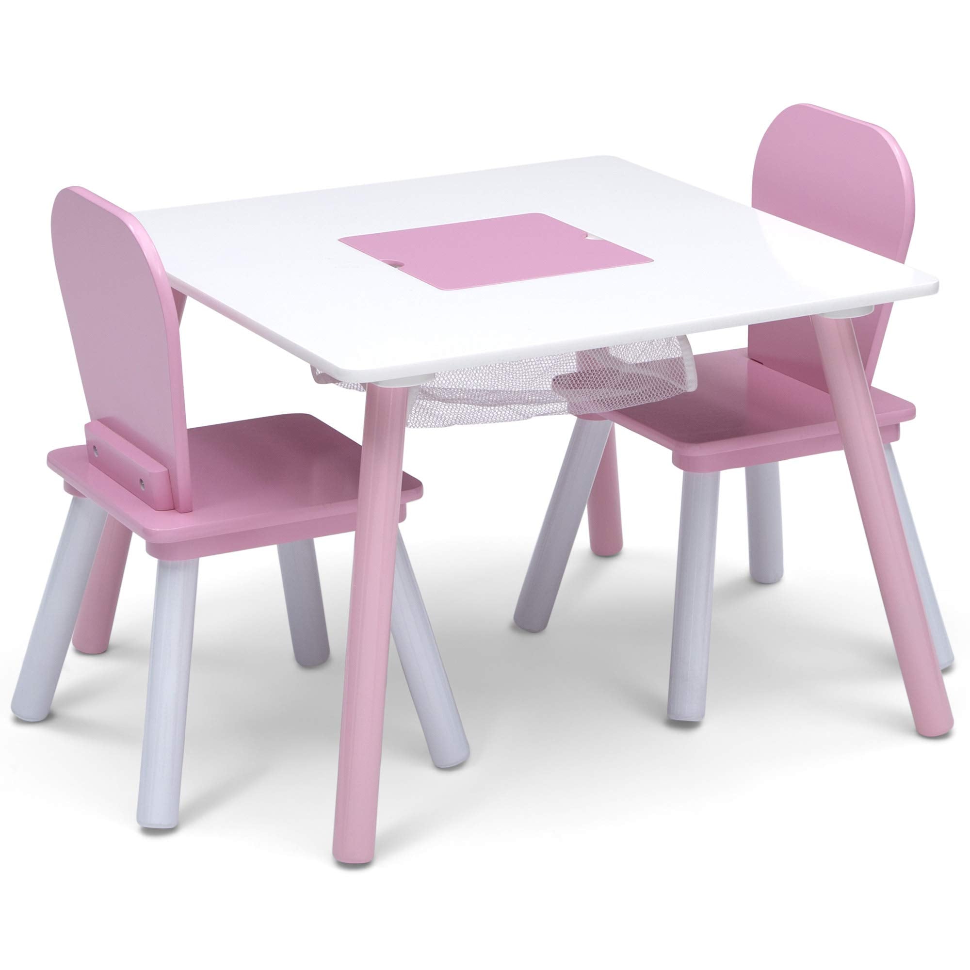4-Piece Toddler Playroom Set, Pink/White
