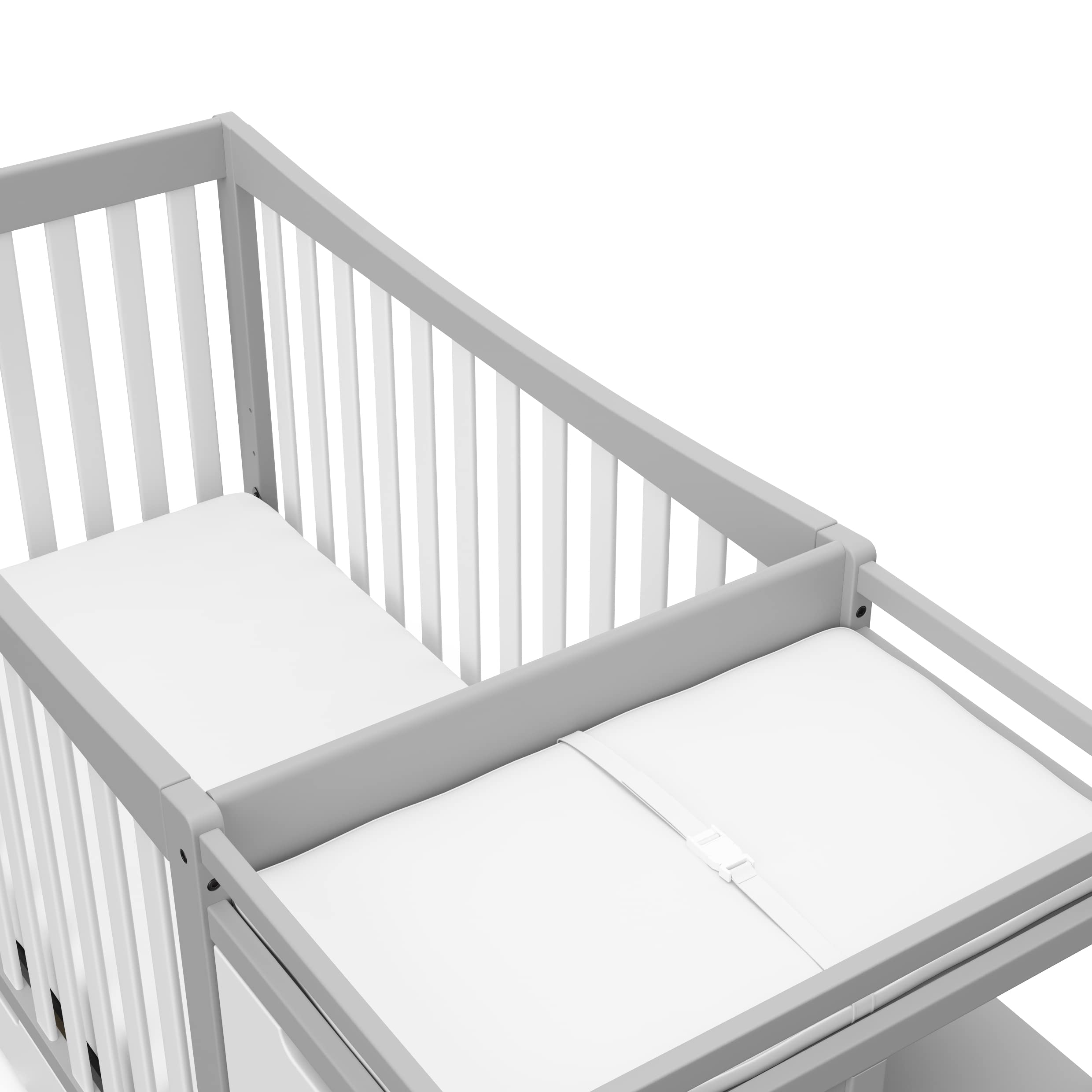 4-In-1 Convertible Crib & Changer With Drawer (Pebble Gray & White)