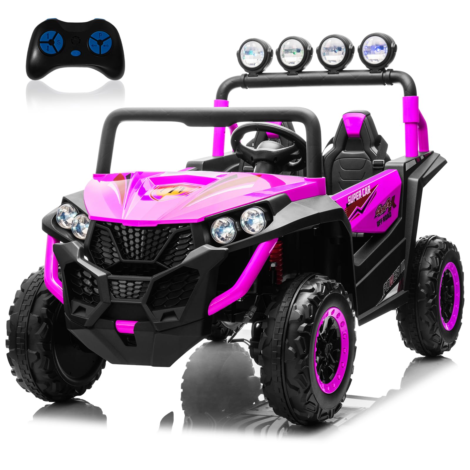 24V 2 Seater Ride on Car for Kids, 4WD Electric Cars Vehicles for Kids 3-8 Years