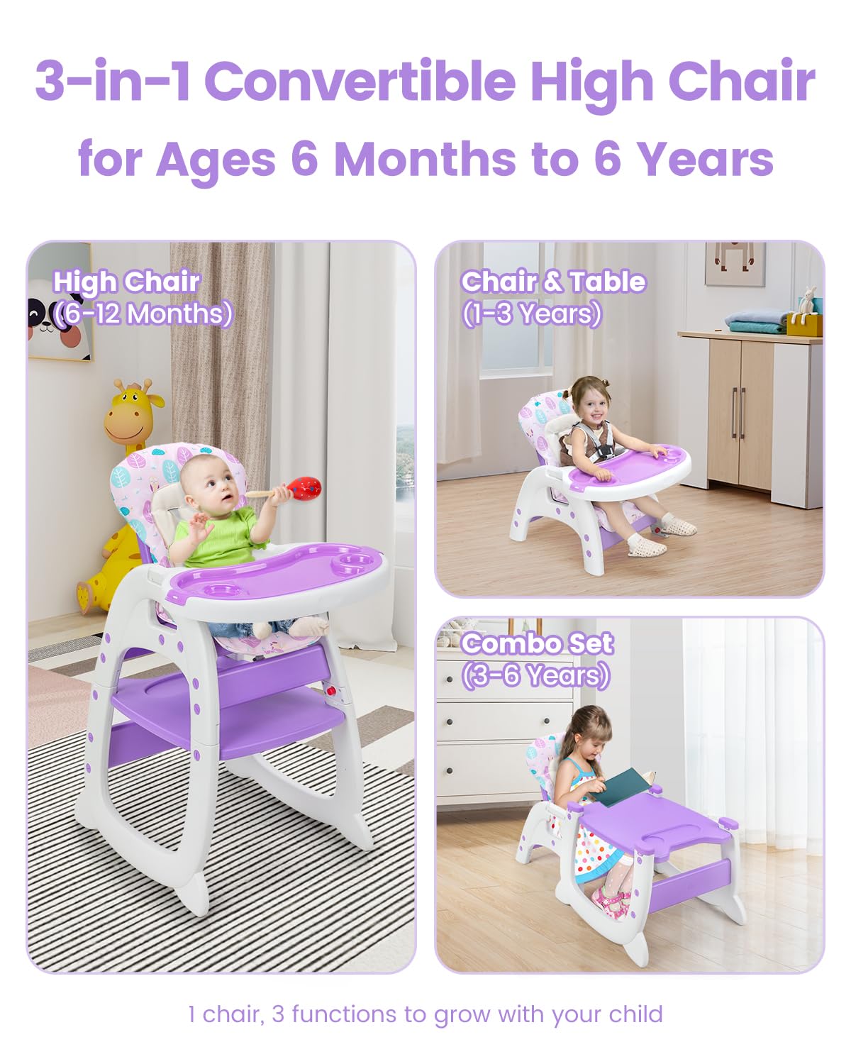 Adjustable Convertible High Chair for Babies and Toddlers