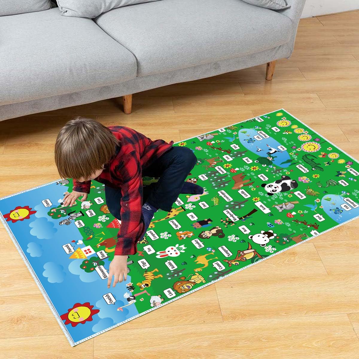 Kids' Rugs Zoo Pattern Non-Slip 6mm Thick Soft Mat Kids Room Decor Rug Non-Slip Safety
