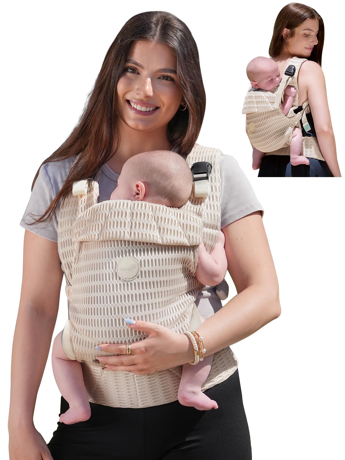 Baby Carrier Newborn to Toddler, Breathable Mesh Carrier(7-44lbs)
