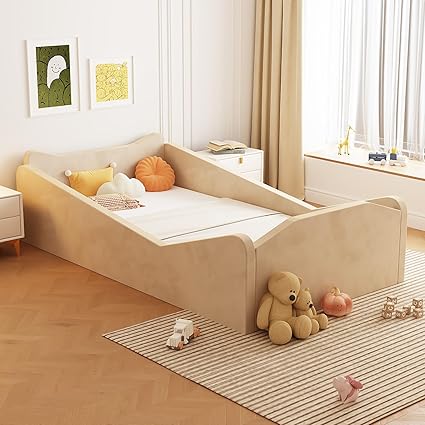 Toddler Bed, Floor Bed with Safety Guadrail