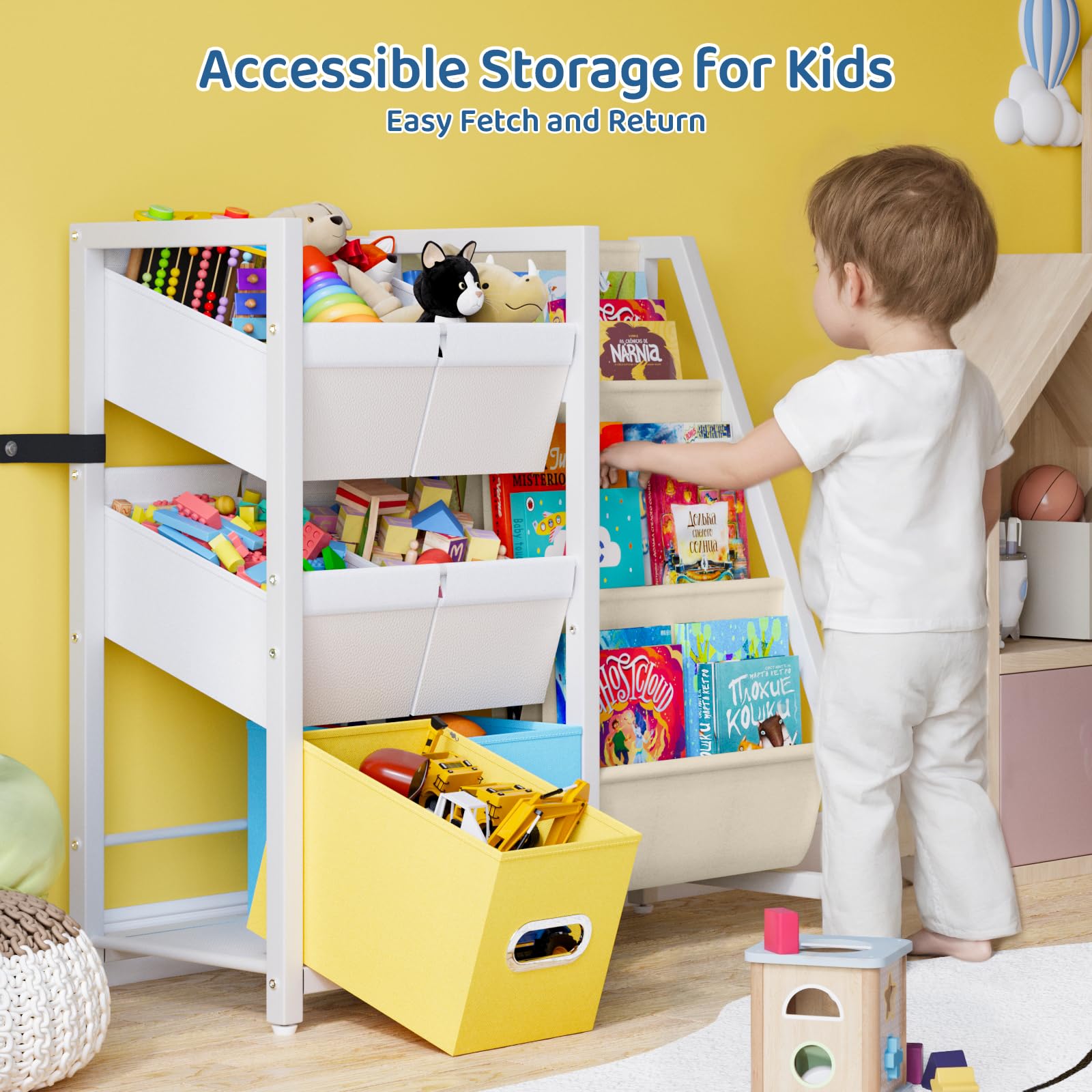 Kids Bookshelf with Toy Storage Organizer