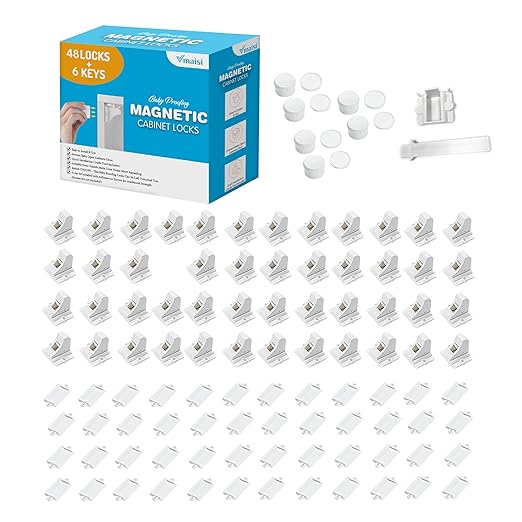 Adhesive Magnetic Cabinet Locks (12 Locks and 2 Keys)