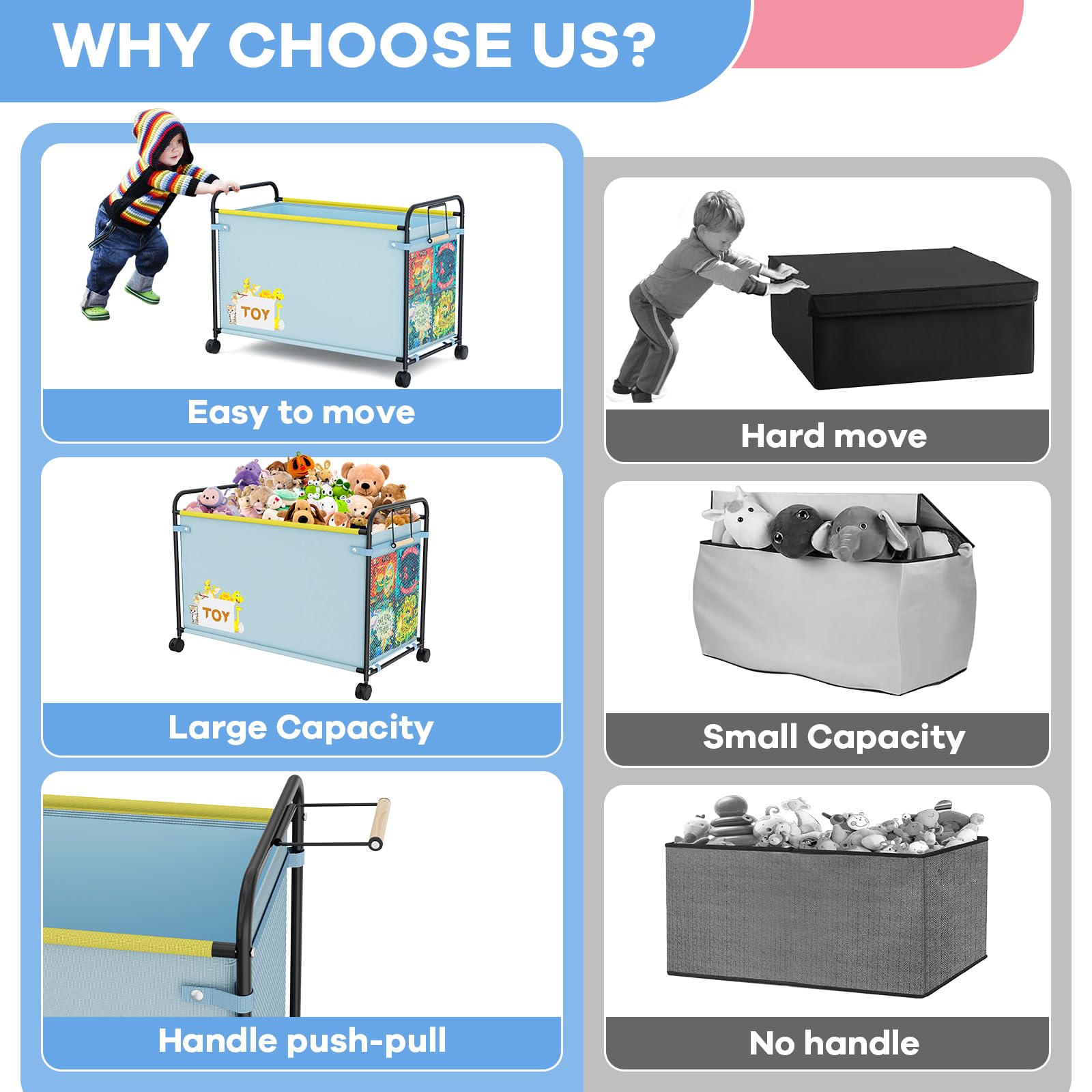 Extra Large Toy Storage Organizer with Wheels