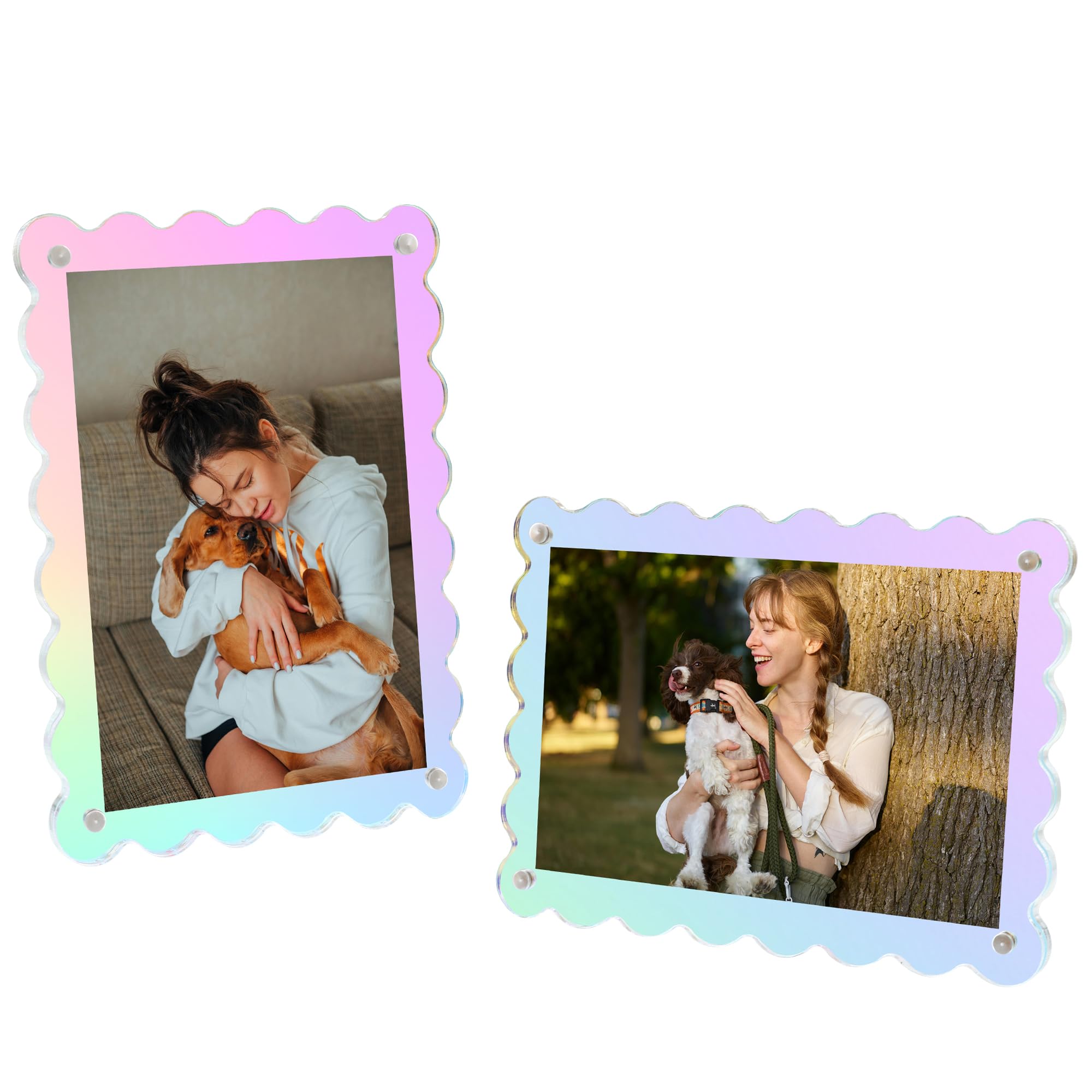 4x6 Picture Frames Scalloped Iridescent Acrylic Magnetic Photo Frames