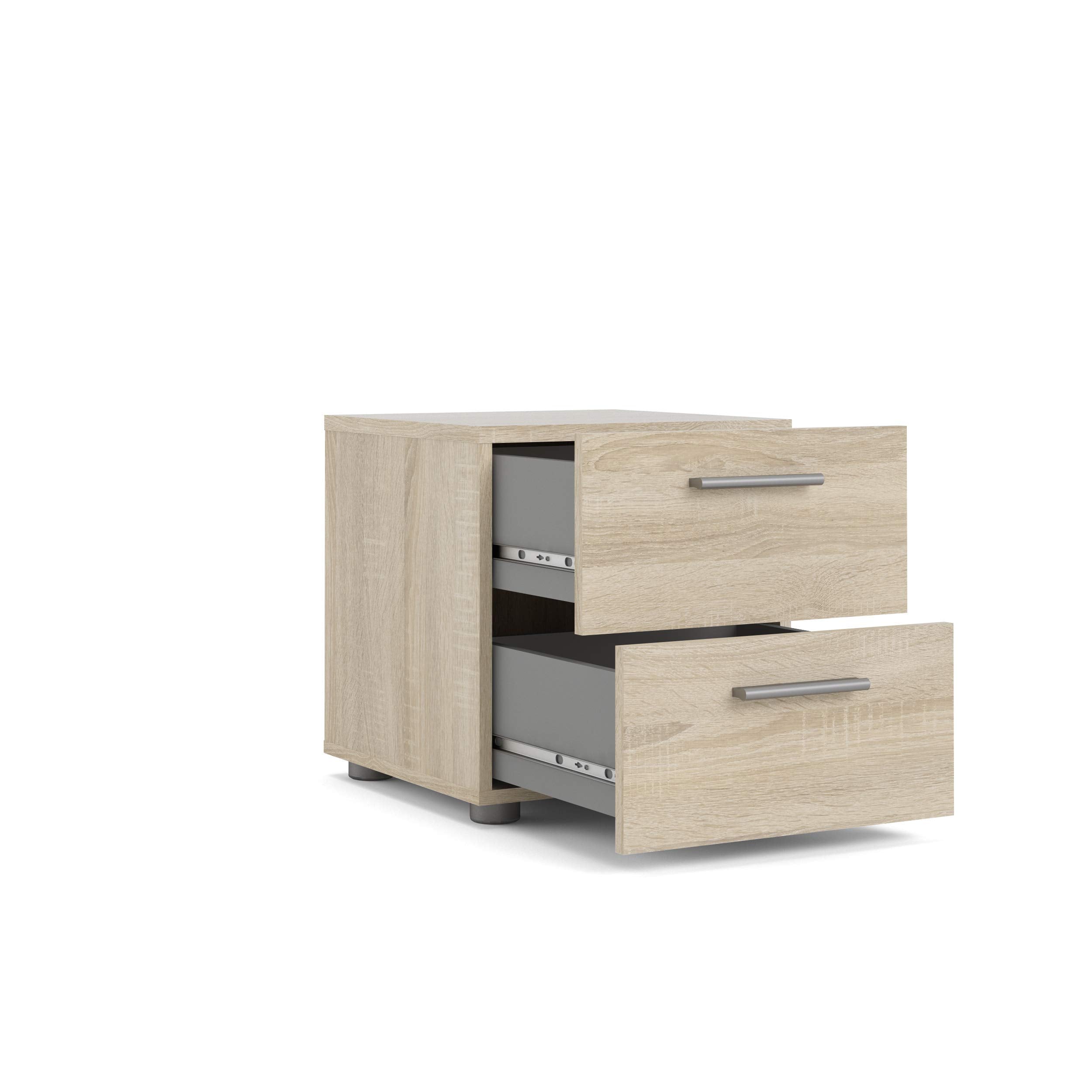 2 Drawer Nightstand with Modern Silver Handles