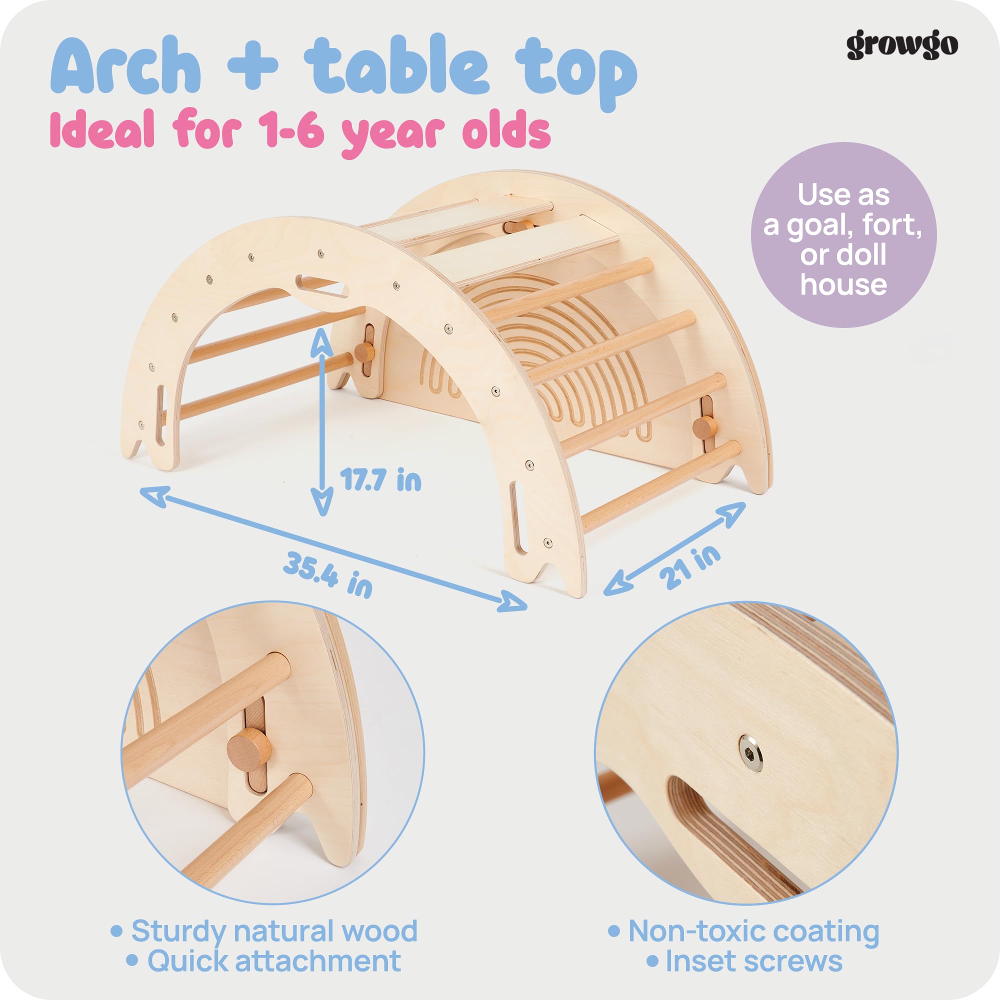 Climbing Arch for Toddlers - Montessori Rocker and Balance Board