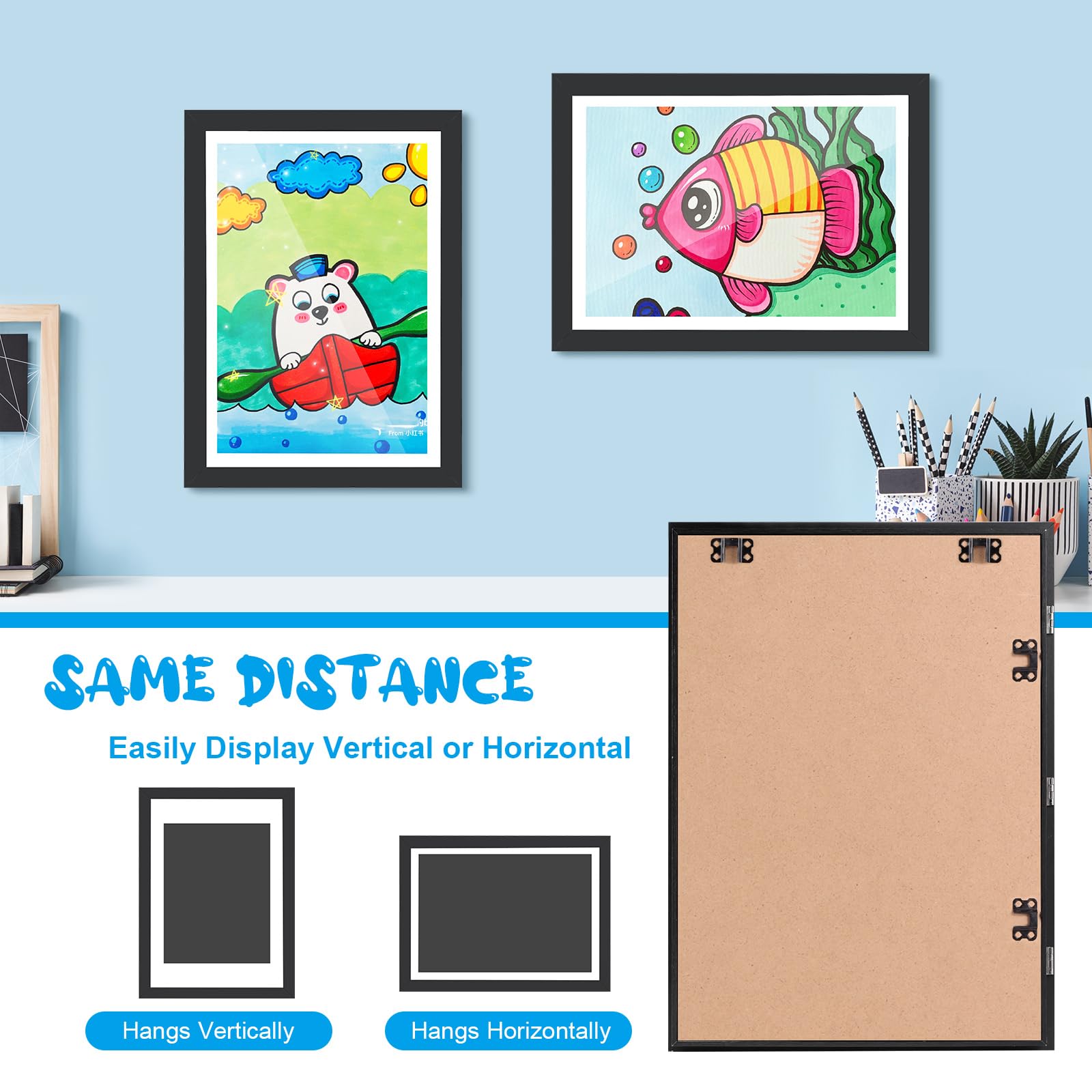Kids Art Display Frame 11x14 Front Opening with Changeable Mats