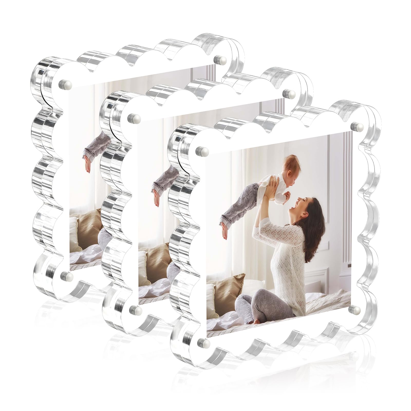 Clear Picture Frames 3Pack - Acrylic Magnetic Photo Frame 4×4 Inch