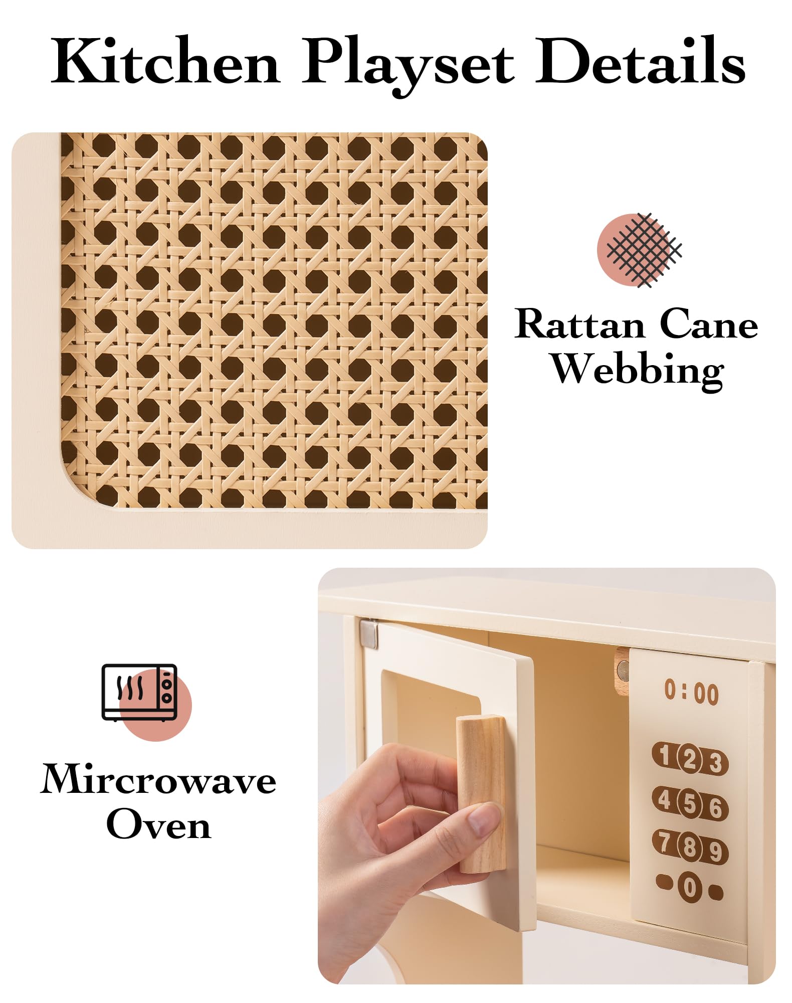 Wooden Play Kitchen Set with Ice Dispenser