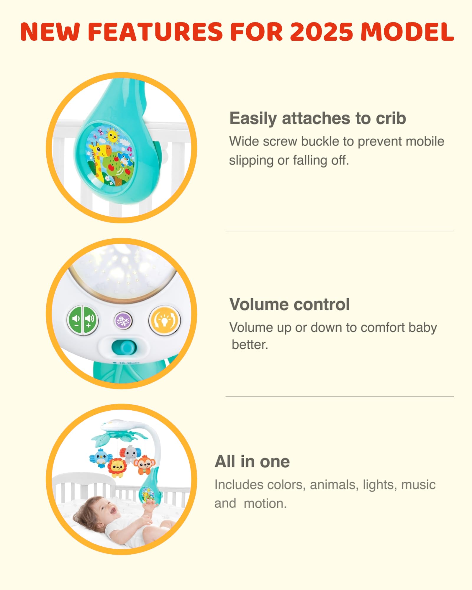 Baby Crib Mobile with Music and Light Projector