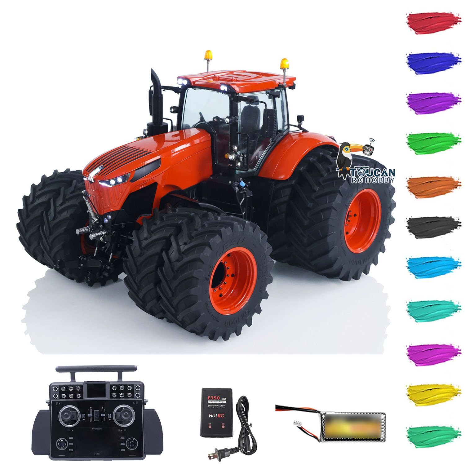 Metal 1/14 Hydraulic RC Tractor Model 4x4 Agricultural Vehicle Double Wheels