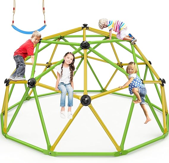 Climbing Dome, 10FT Jungle Gym with Swing for Kids 3 to 10 Outdoor Play Equipment