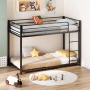 Twin Over Twin Metal Bunk Bed with Safety Guardrails