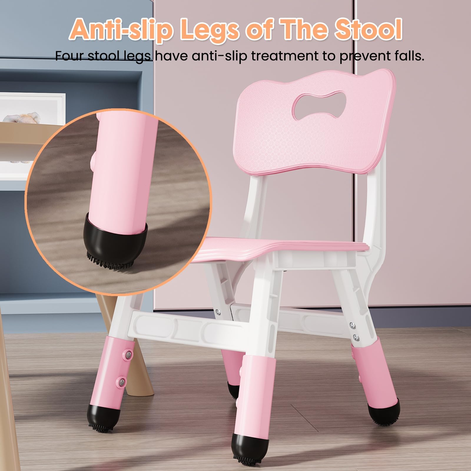 Adjustable Kids Chairs 3-Level Height with Non-Slip Pads