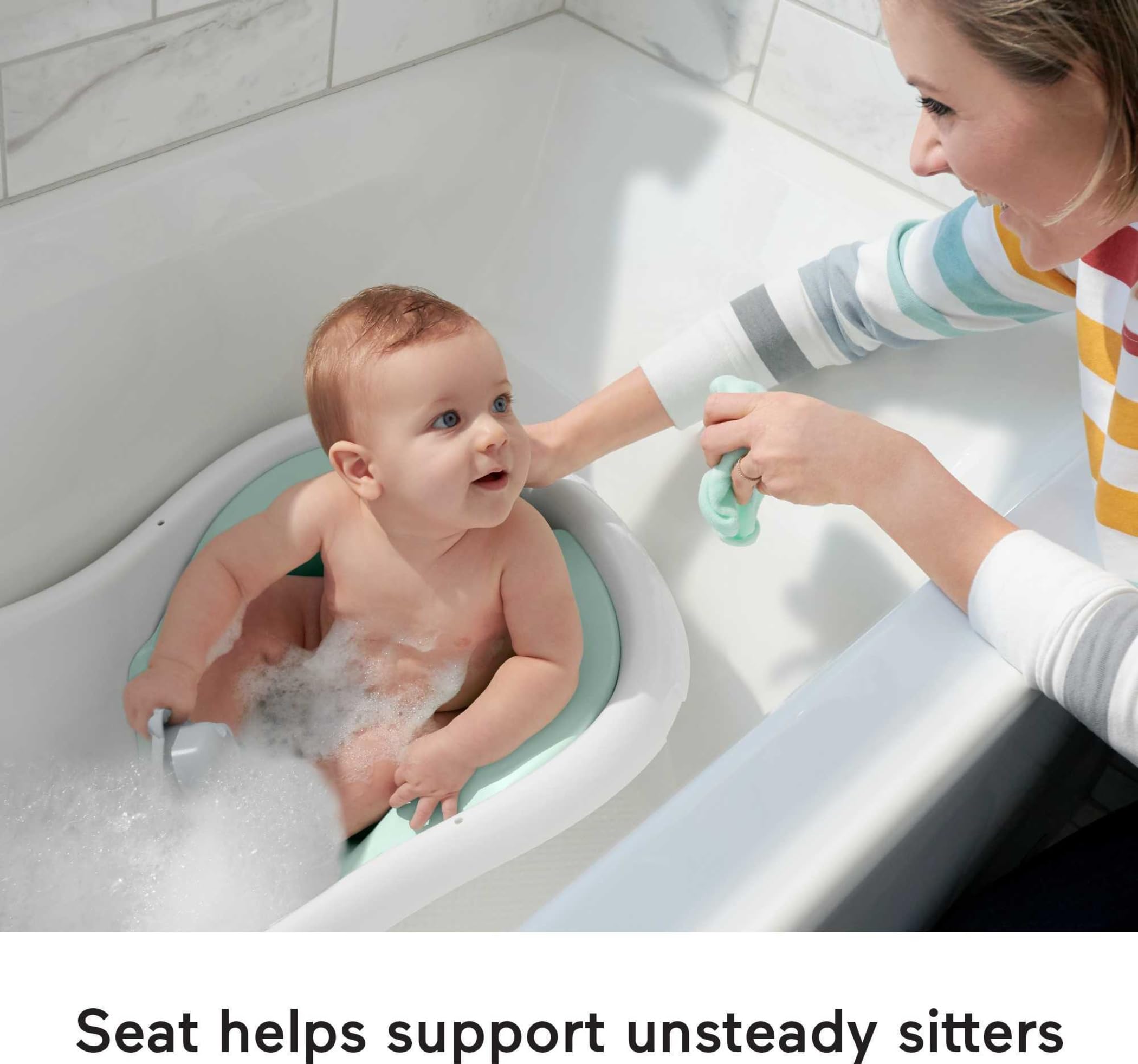 4-in-1 Convertible Baby Bath Tub with Mesh Sling and Infant Support