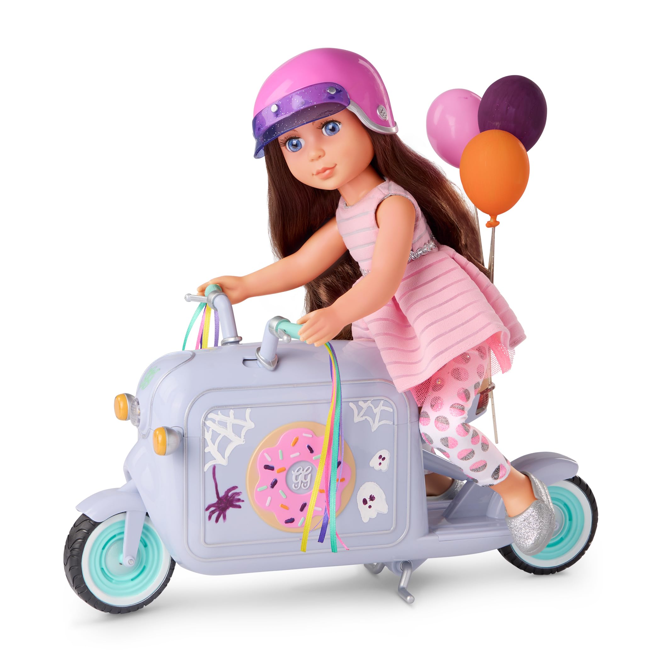 14-Inch Fashion Doll – Brown Hair & Blue Eyes – Pink Dress, Glittery Shoes & Hairbow