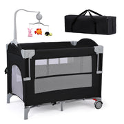 Pack and Play, Baby Bedside Bassinet, Sturdy Play Yard with Padded