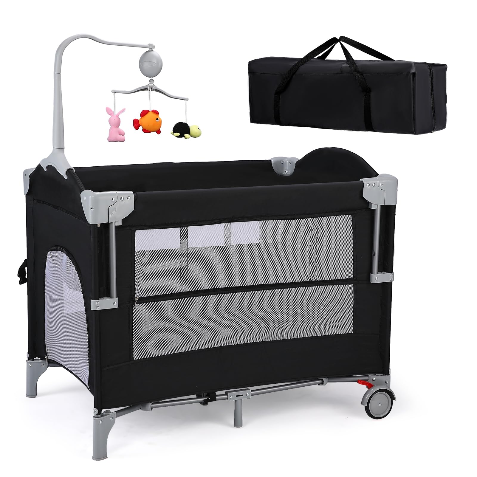 4-in-1 Pack and Play with Bassinet and Toy Bar