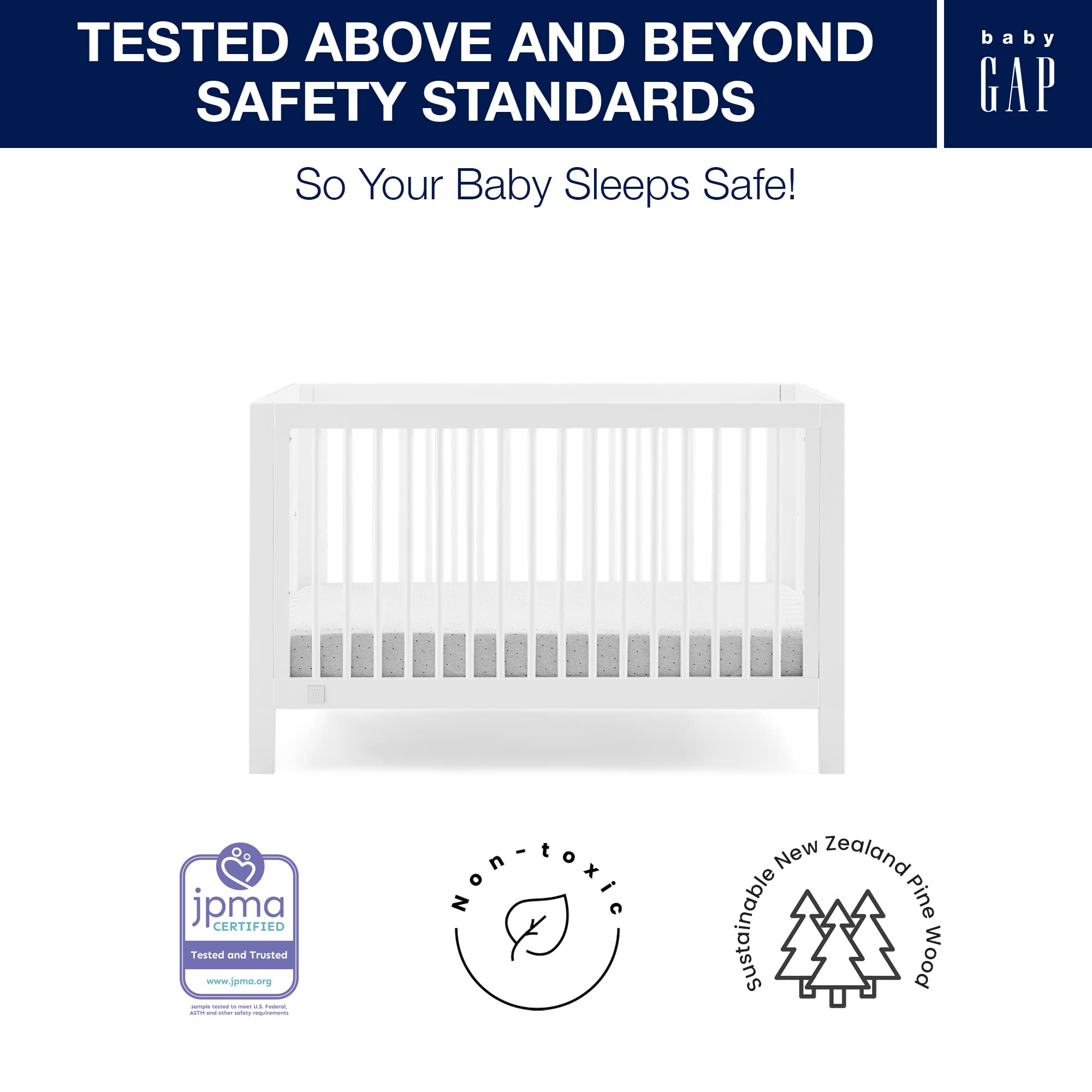 6-in-1 Convertible Crib with Adjustable Mattress Height