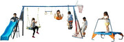 8-Station Outdoor Playground Set with Swing Slide Trampoline