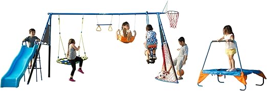 Sports Outdoor 8 Station Playground Set, Includes Swing Set
