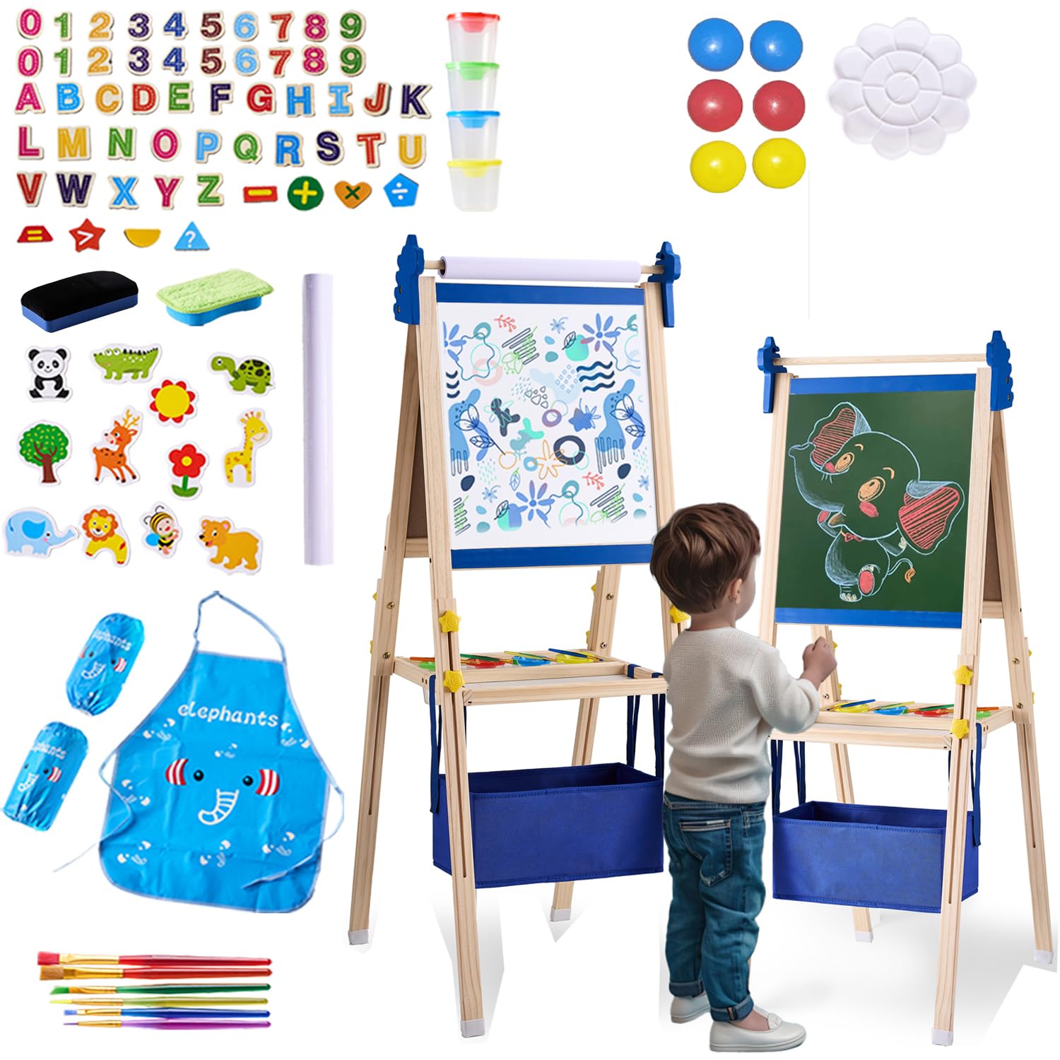 Adjustable Wooden Double-Sided Kids Art Easel