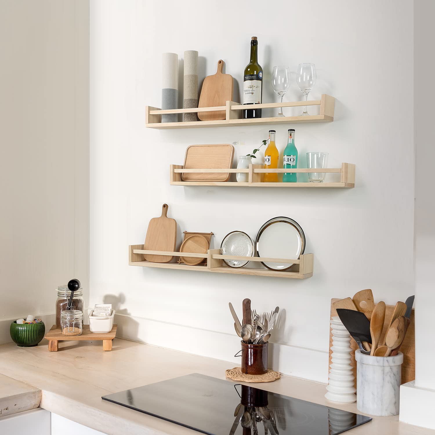 Wall Mounted Floating Bookshelves for Nursery - Set of 3