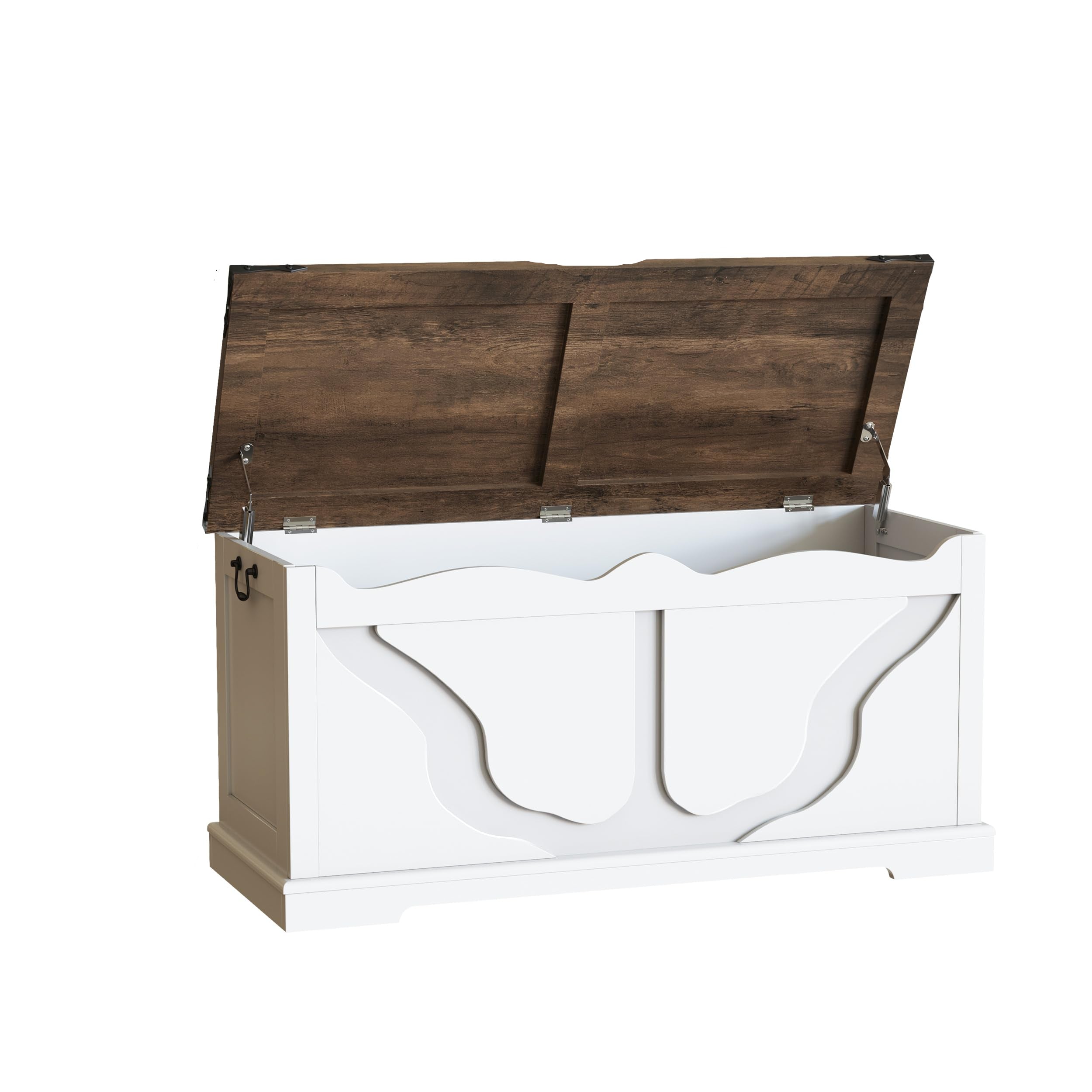 Storage Chest, Wooden Storage Benches Trunk with 2 Safety Hinges