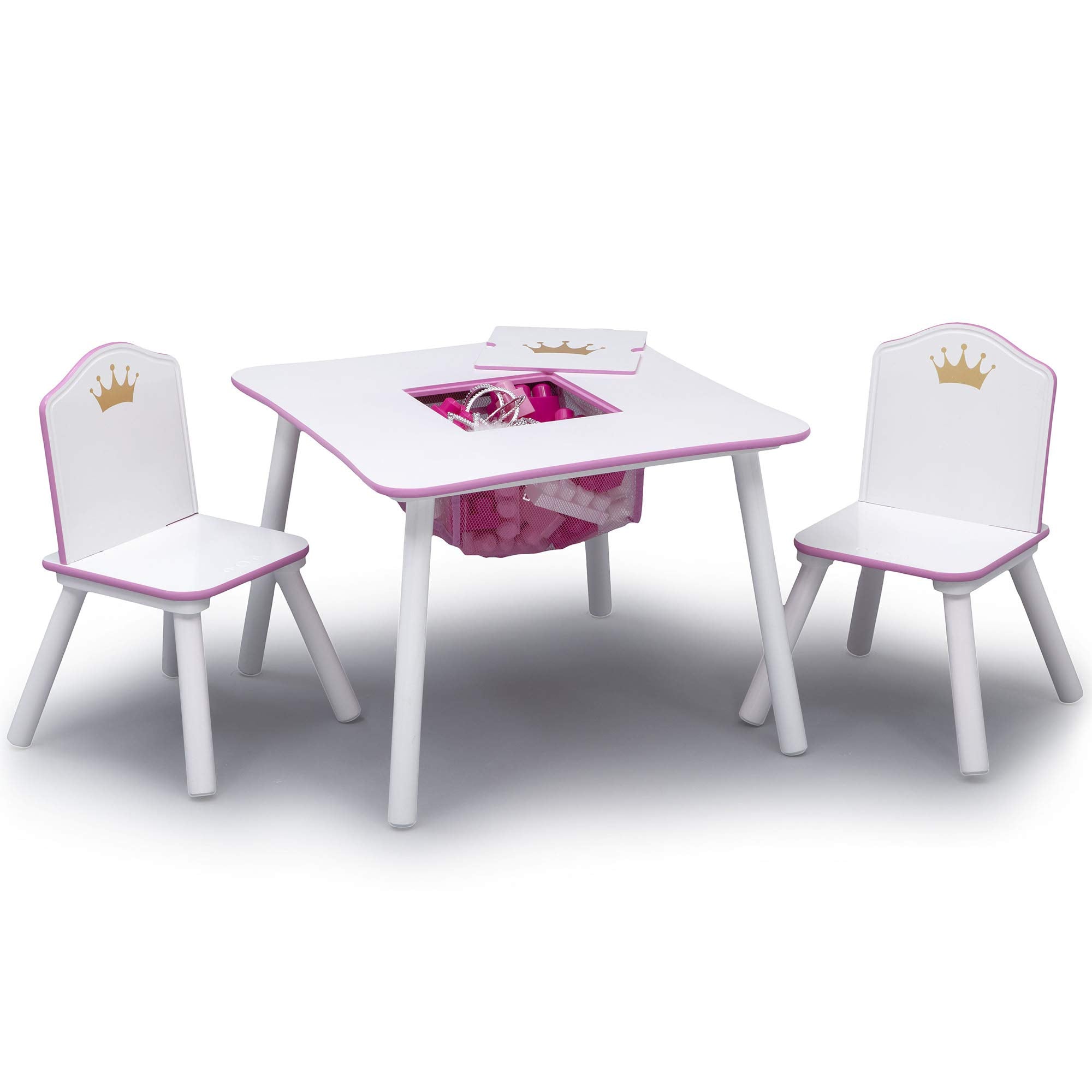 Princess Crown Kids Wood Table and Chair Set with Storage - Greenguard Gold Certified
