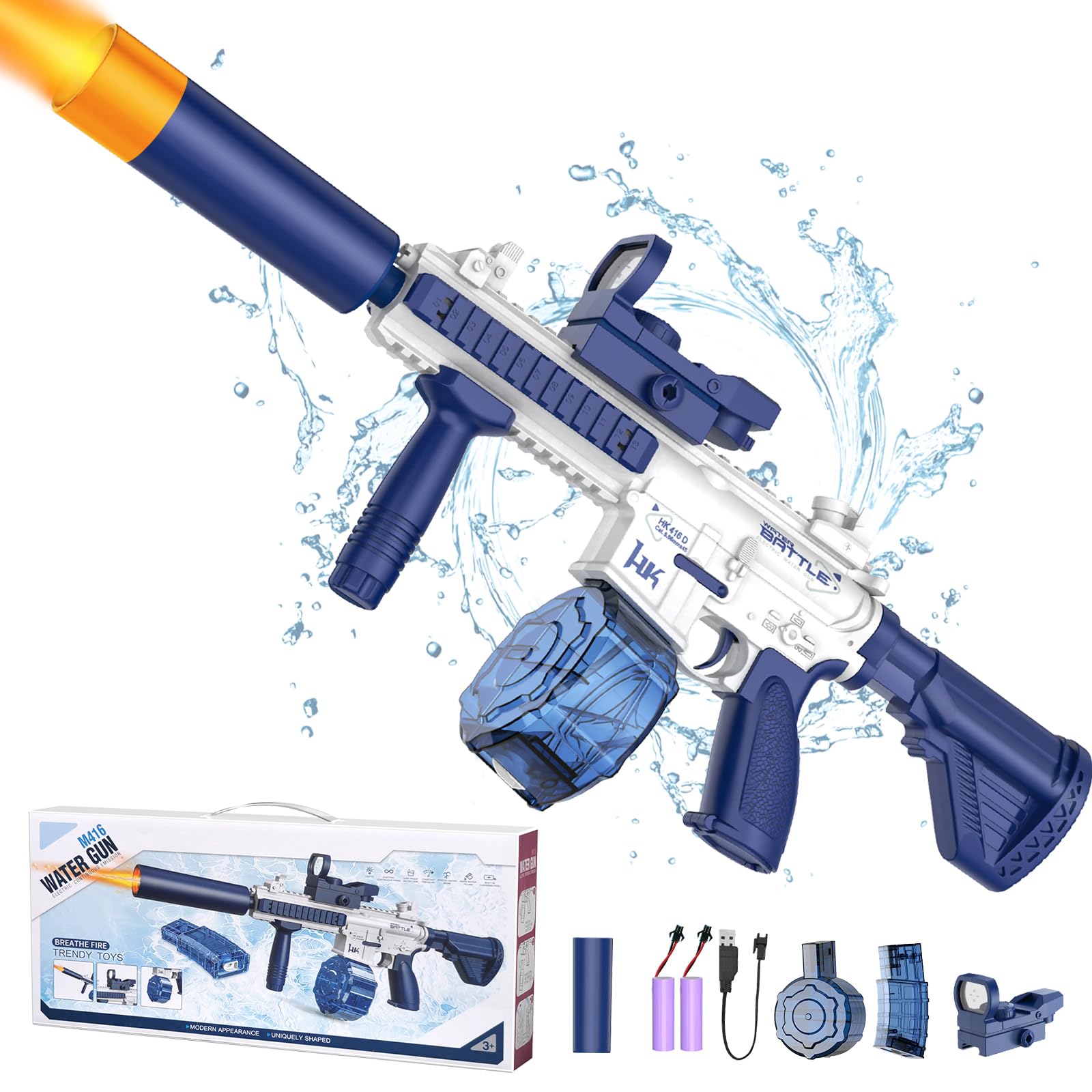Water Gun With Muzzle Light,Automatic Squirt Gun Long Range Blaster