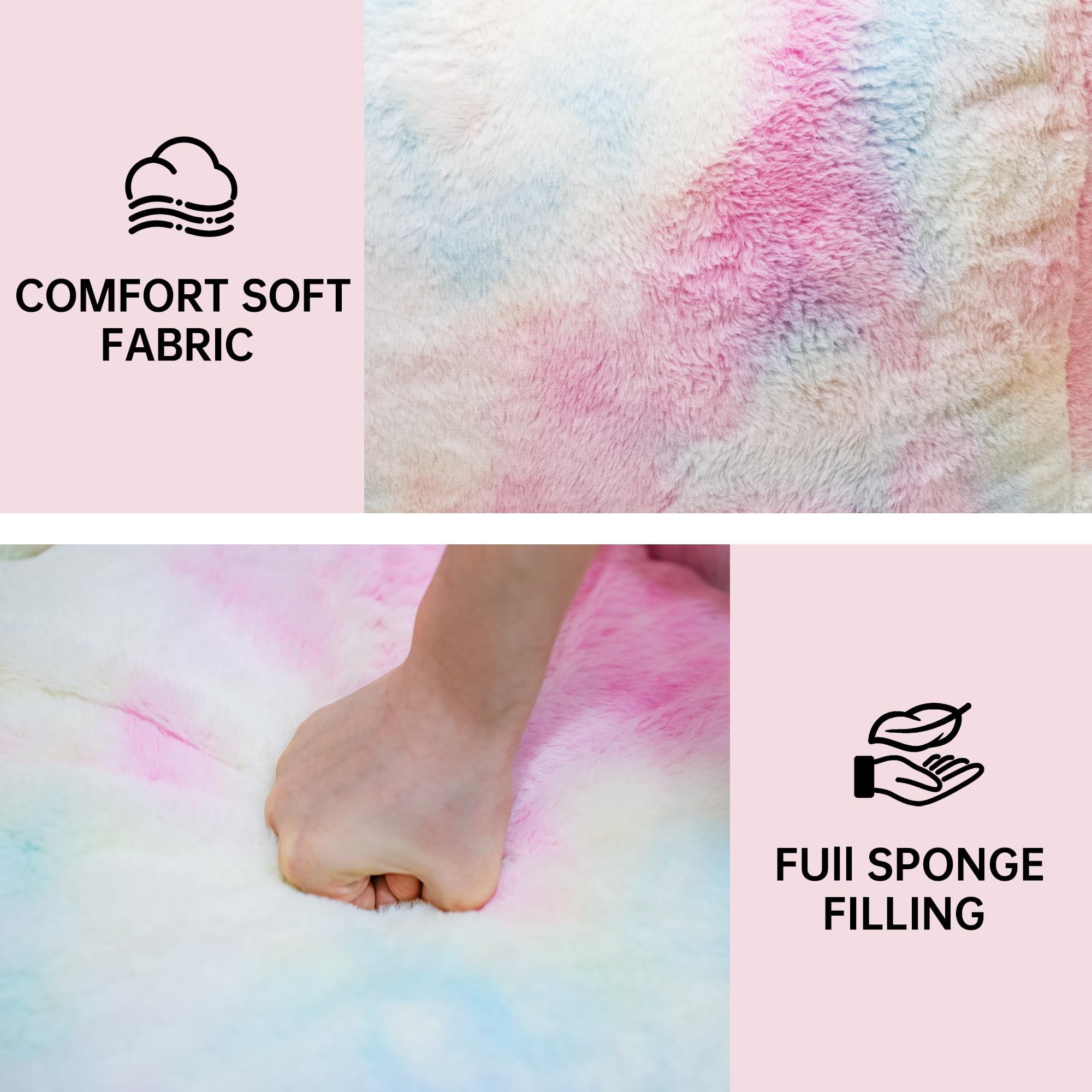 Chairs for Kids, 27" Modern Rainbow Colors Beanbag Sofa