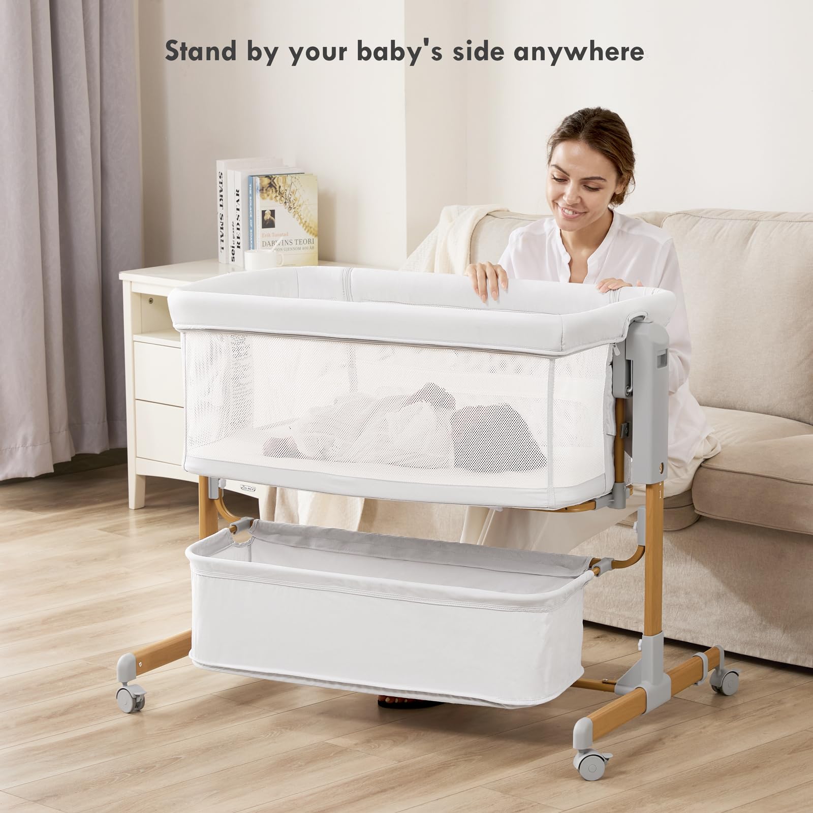 3-in-1 Bedside Bassinet with Adjustable Height