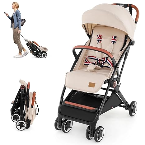 Lightweight Baby Stroller, Compact One-Hand Luggage-Style Travel Stroller for Airplane